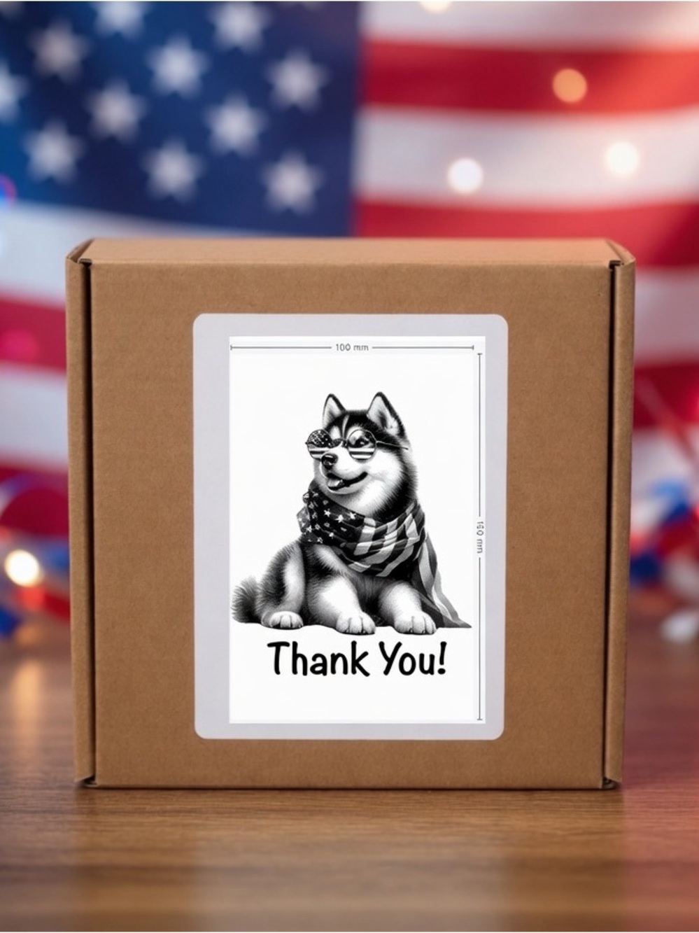Patriotic Husky Thank You Stickers
4”x6”-100ct.